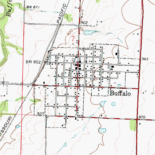 Topographic Map of City of Buffalo, KS