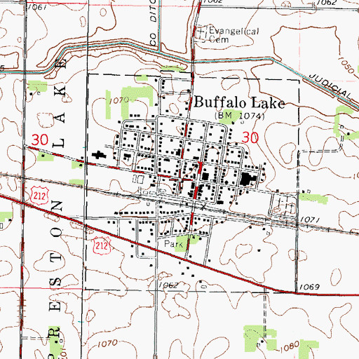 Topographic Map of City of Buffalo Lake, MN