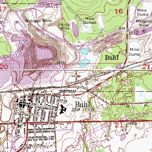 Topographic Map of City of Buhl, MN