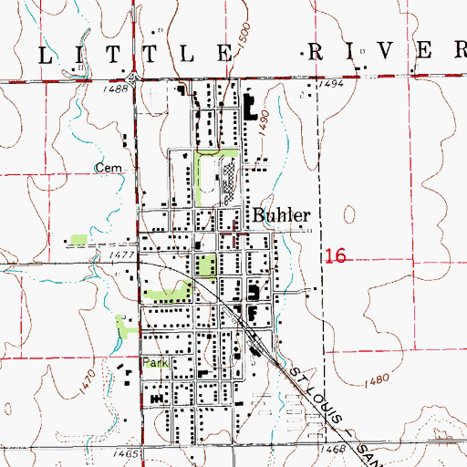Topographic Map of City of Buhler, KS