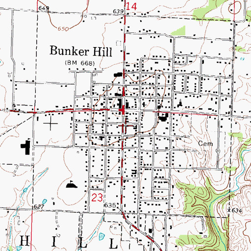 Topographic Map of City of Bunker Hill, IL