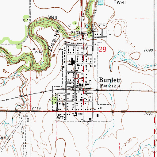 Topographic Map of City of Burdett, KS