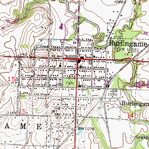 Topographic Map of City of Burlingame, KS