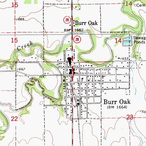 Topographic Map of City of Burr Oak, KS