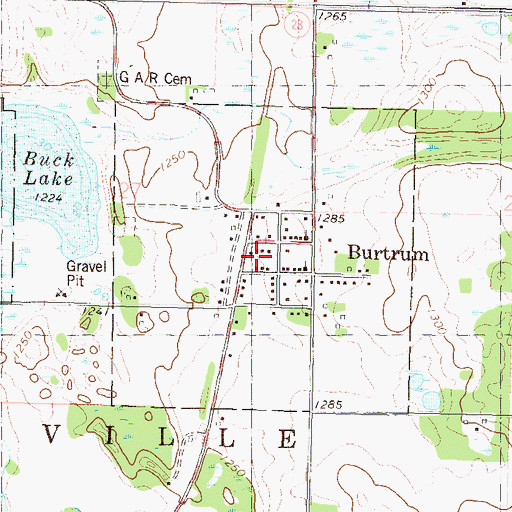 Topographic Map of City of Burtrum, MN