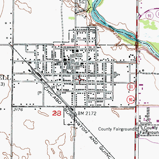 Topographic Map of City of Burwell, NE