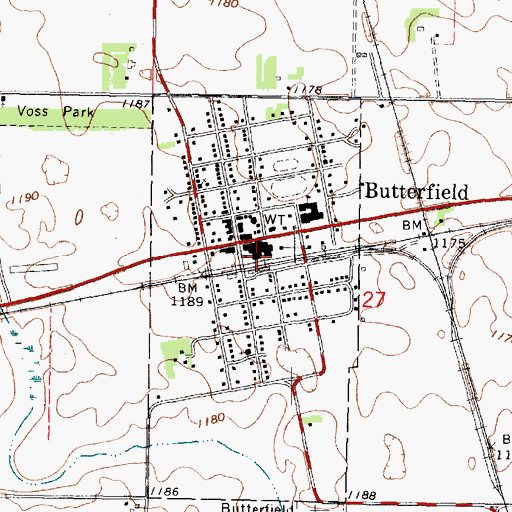 Topographic Map of City of Butterfield, MN