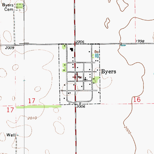 Topographic Map of City of Byers, KS