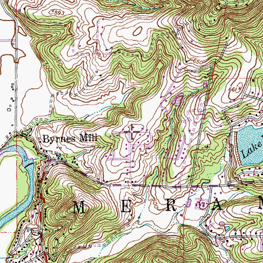 Topographic Map of City of Byrnes Mill, MO
