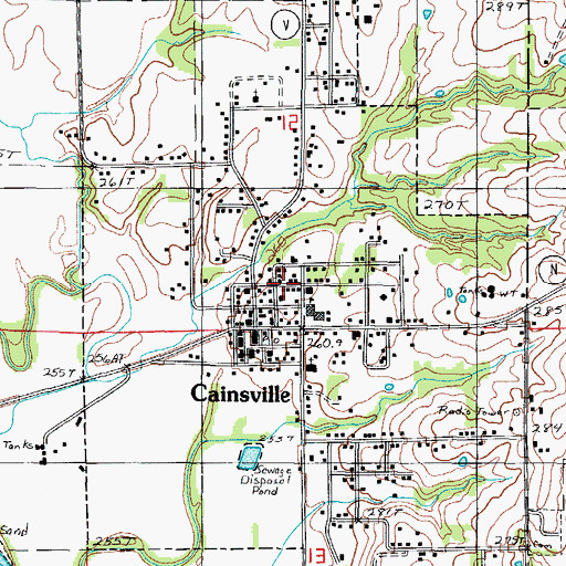 Topographic Map of City of Cainsville, MO