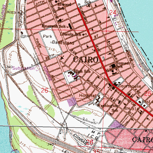 Topographic Map of City of Cairo, IL