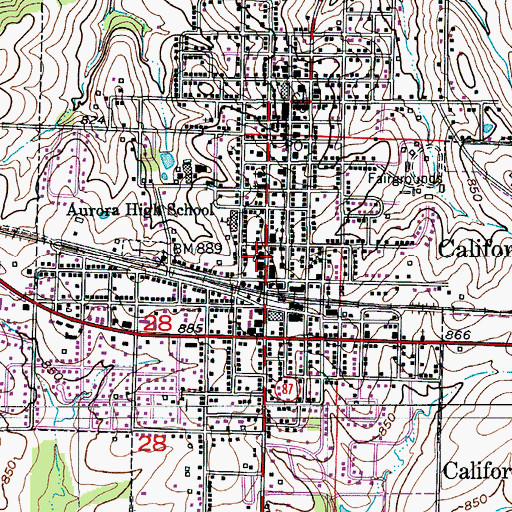 Topographic Map of City of California, MO