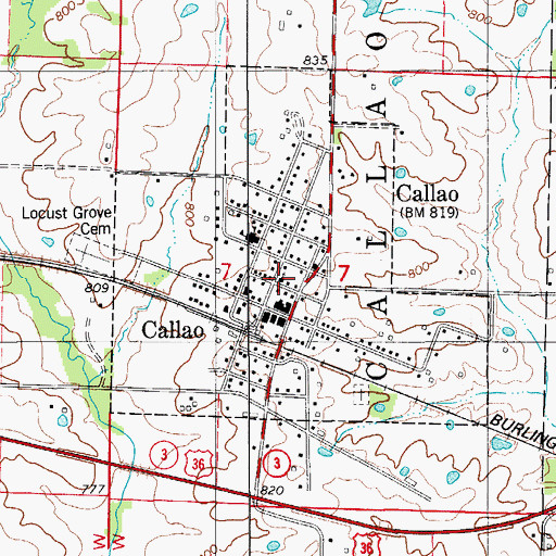 Topographic Map of City of Callao, MO