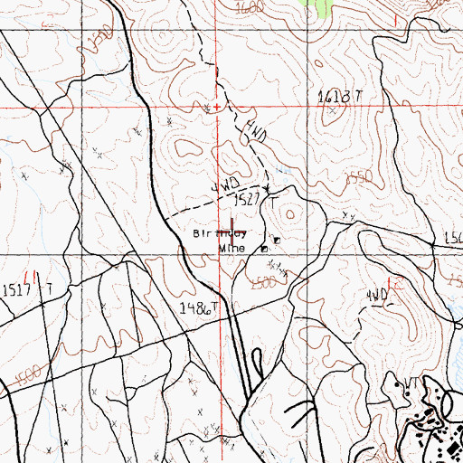 Topographic Map of Birthday Mine, CA