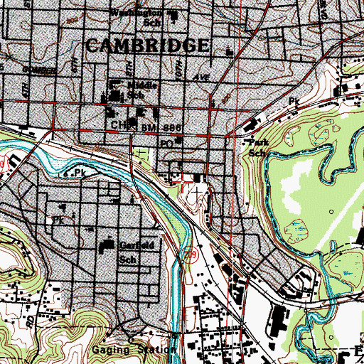 Topographic Map of City of Cambridge, OH