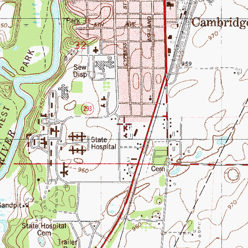 Topographic Map of City of Cambridge, MN