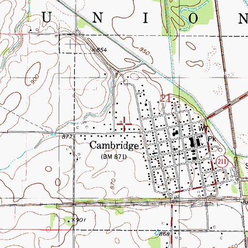 Topographic Map of City of Cambridge, IA