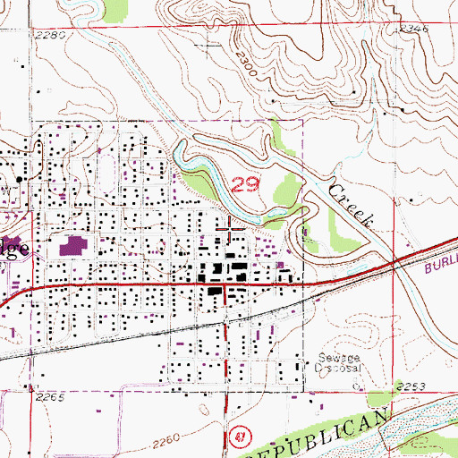 Topographic Map of City of Cambridge, NE