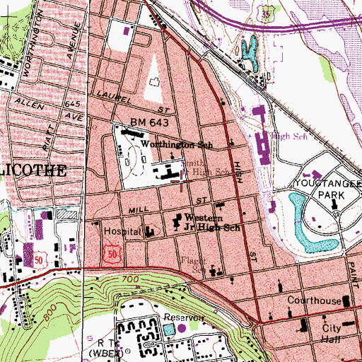 Topographic Map of City of Chillicothe, OH