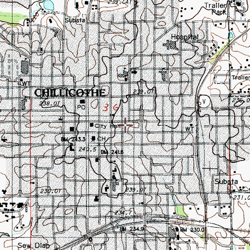 Topographic Map of City of Chillicothe, MO