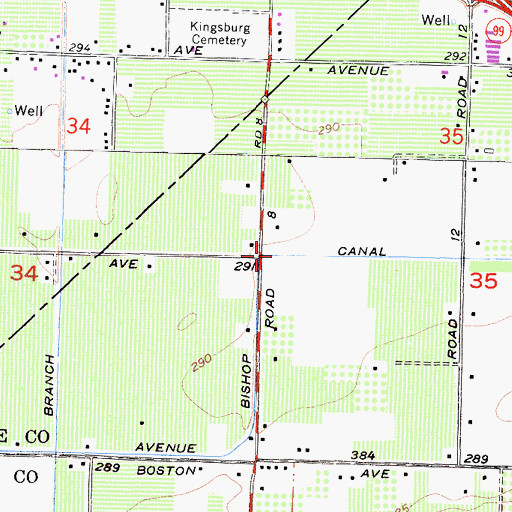 Topographic Map of Bishop Canal, CA