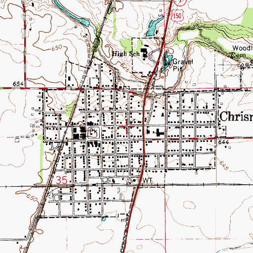 Topographic Map of City of Chrisman, IL