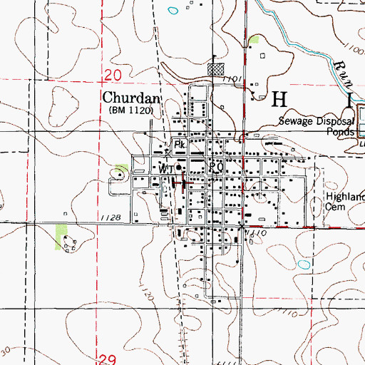 Topographic Map of City of Churdan, IA