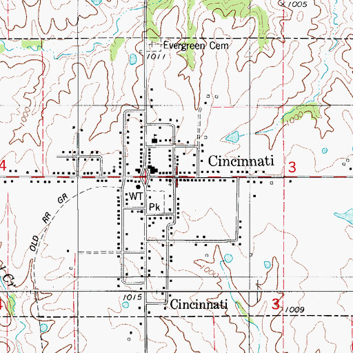 Topographic Map of City of Cincinnati, IA