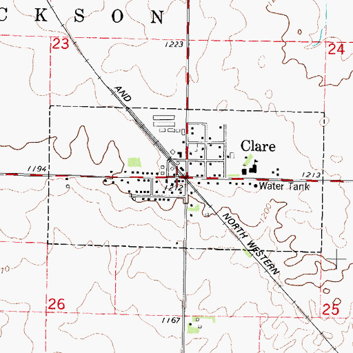 Topographic Map of City of Clare, IA