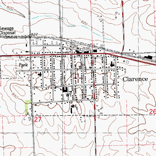 Topographic Map of City of Clarence, IA