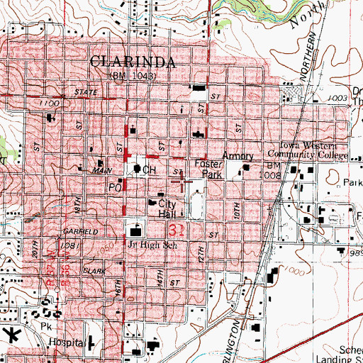 Topographic Map of City of Clarinda, IA
