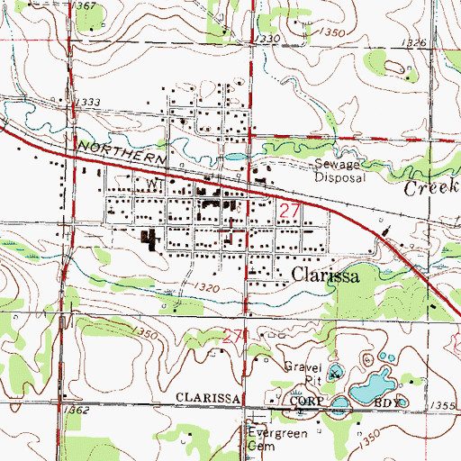 Topographic Map of City of Clarissa, MN