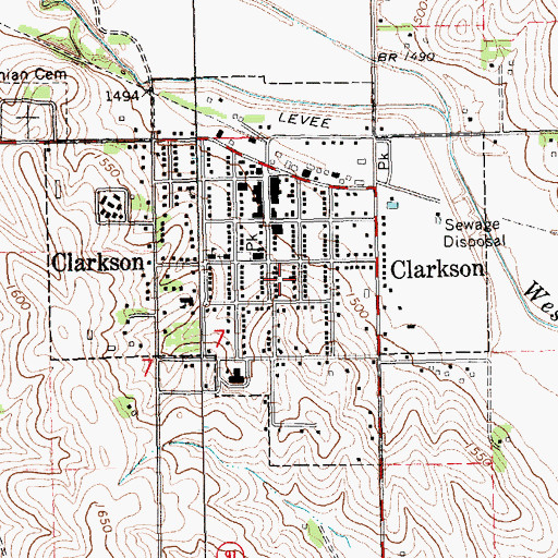 Topographic Map of City of Clarkson, NE