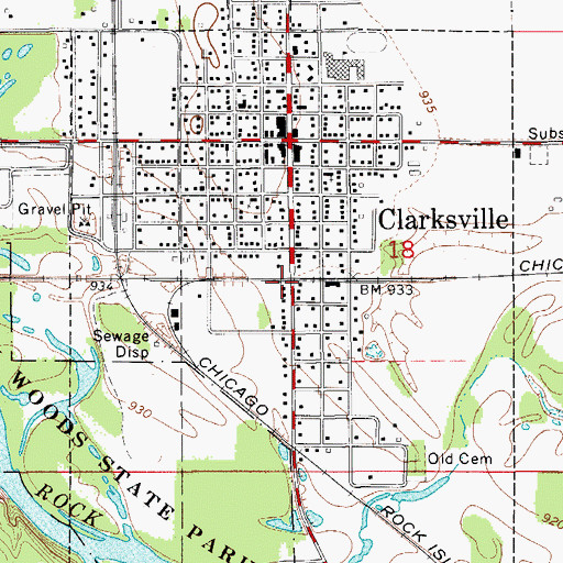 Topographic Map of City of Clarksville, IA