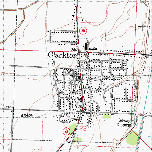 Topographic Map of City of Clarkton, MO