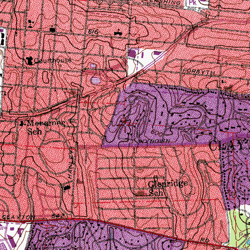 Topographic Map of City of Clayton, MO