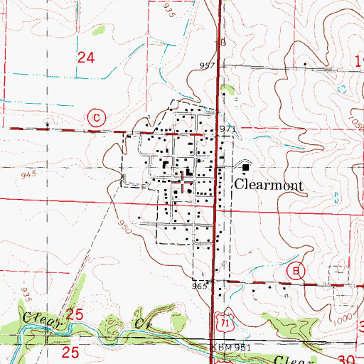 Topographic Map of City of Clearmont, MO
