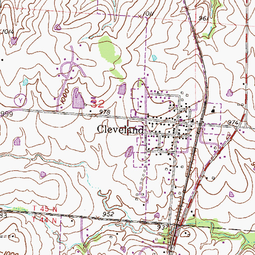 Topographic Map of City of Cleveland, MO