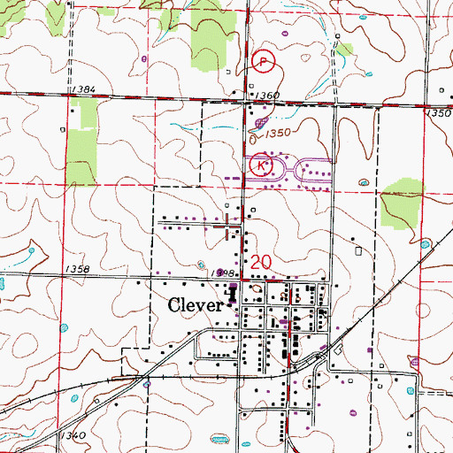 Topographic Map of City of Clever, MO