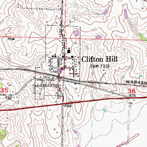 Topographic Map of City of Clifton Hill, MO