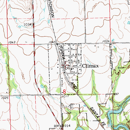 Topographic Map of City of Climax, KS
