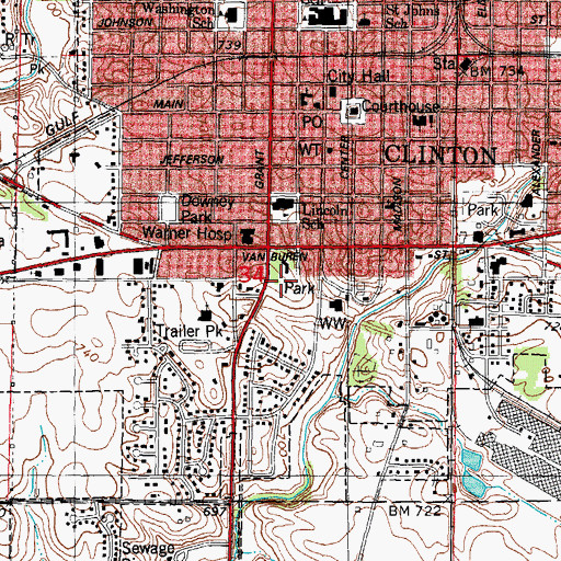 Topographic Map of City of Clinton, IL