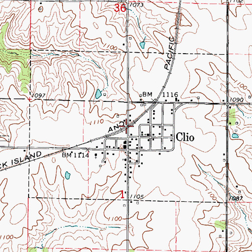 Topographic Map of City of Clio, IA