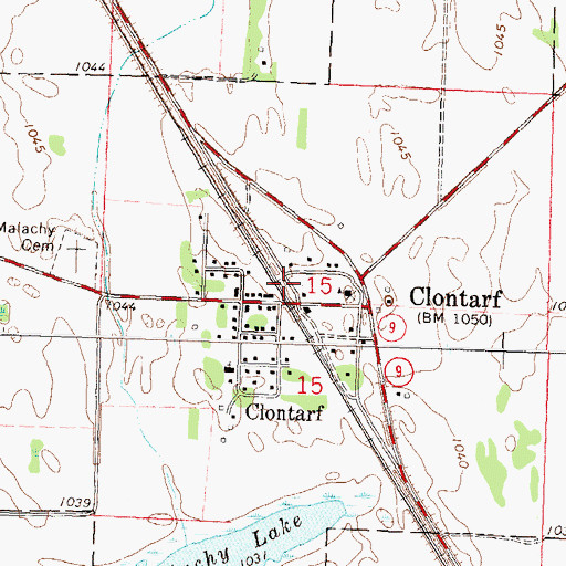 Topographic Map of City of Clontarf, MN