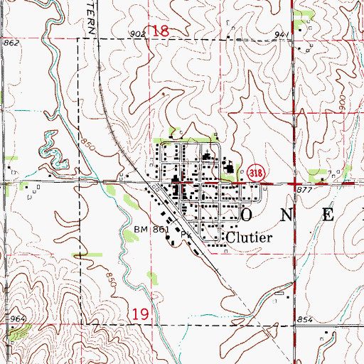 Topographic Map of City of Clutier, IA