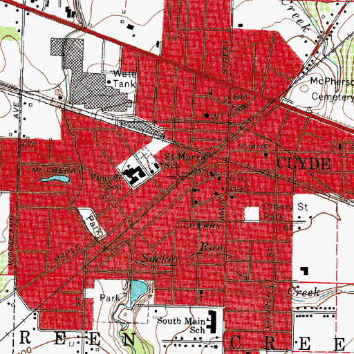 Topographic Map of City of Clyde, OH