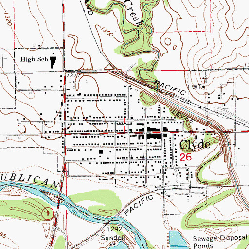 Topographic Map of City of Clyde, KS