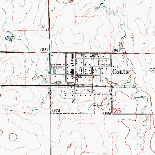 Topographic Map of City of Coats, KS