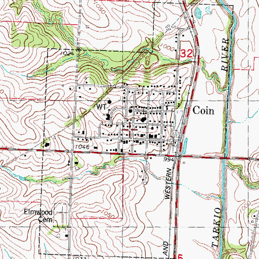 Topographic Map of City of Coin, IA