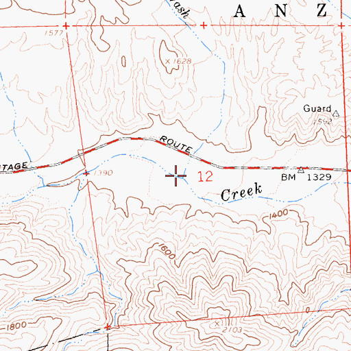 Topographic Map of Bisnaga Alta Wash, CA
